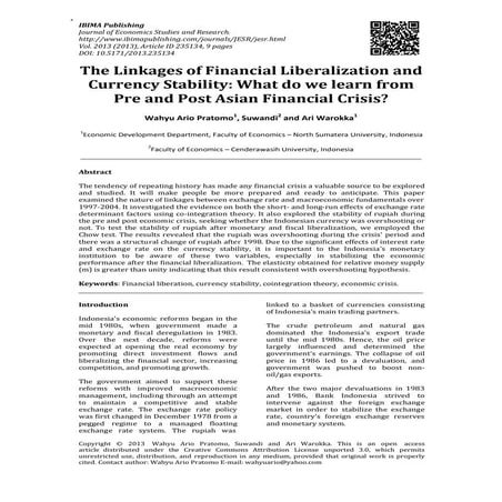 The Linkages of Financial Liberalization and Currency Stability: What do we l...