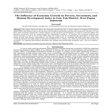 The Influence of Economic Growth on Poverty, Investment, and Human Developmen...