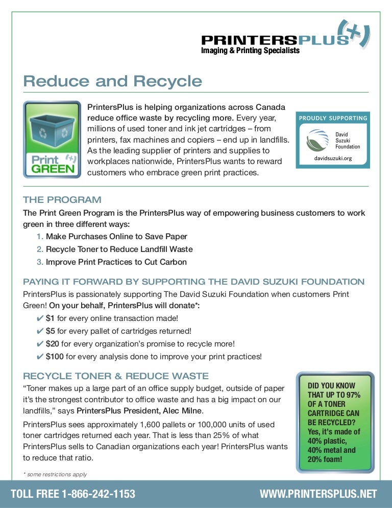 Toner Recycling Program - PrintersPlus 