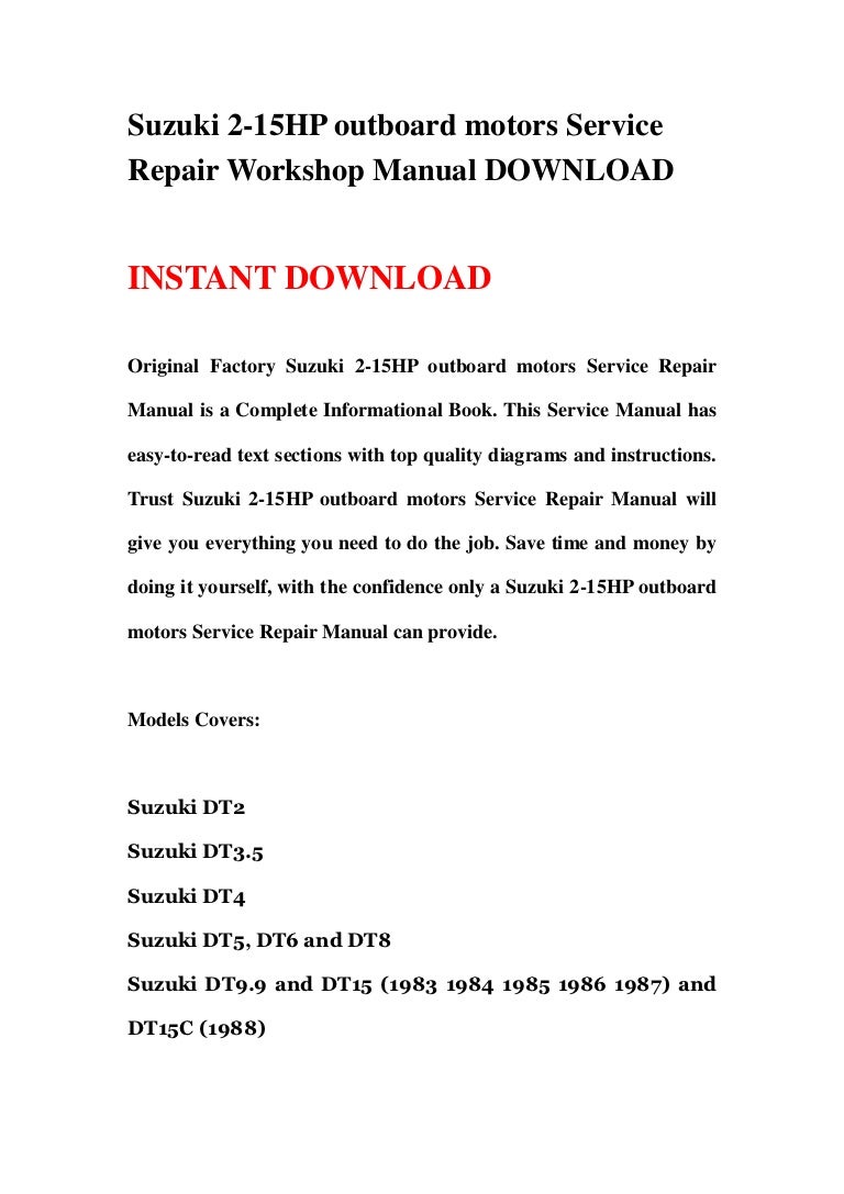 1996 2002 Suzuki Df9 9 15 4stroke Outboard Repair Manual Pdf