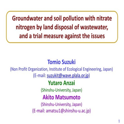Suzuki, Anzai, Matsumoto - Groundwater and soil pollution.