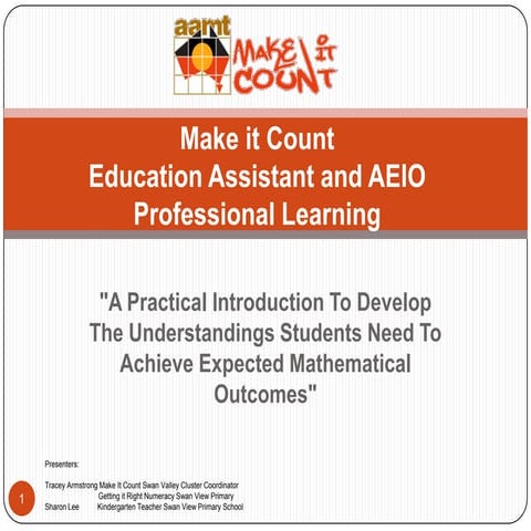 EA and AIEO Professional Learning: Develop mathematical understanding