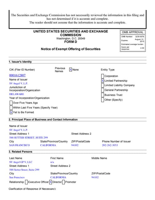 SEC Filing: SV Angel is raising a fifth, $70M fund — its largest to date