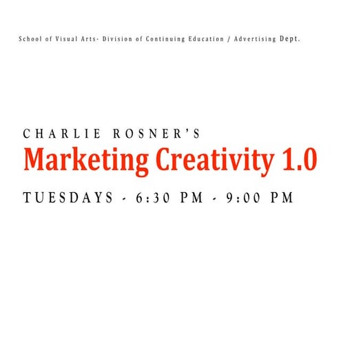 SVA Marketing Creativity Course with Charlie Rosner