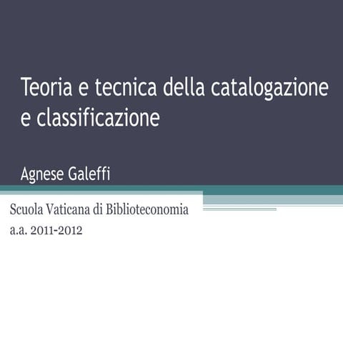Catalogazione SVB 2011-2012