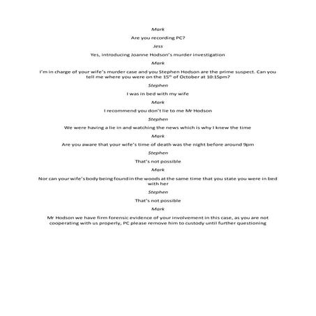 first draft of script - preliminary task