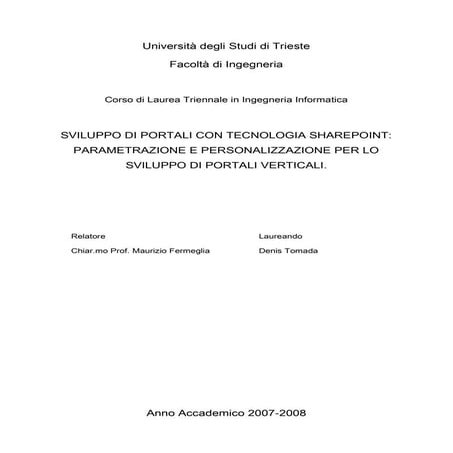 Sviluppo Di Portali Tramite La Tecnologia Sharepoint