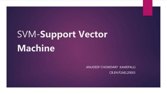 Support Vector Machines ( SVM ) | PPT