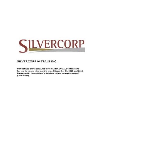 Silvercorp Metals Financial Statement | PDF