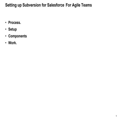 Strategy to setup Subversion for Salesforce development for Agile Team