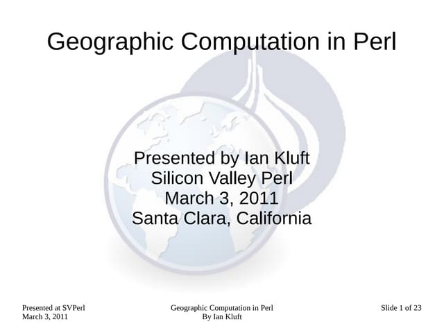 Geographic Computation in Perl