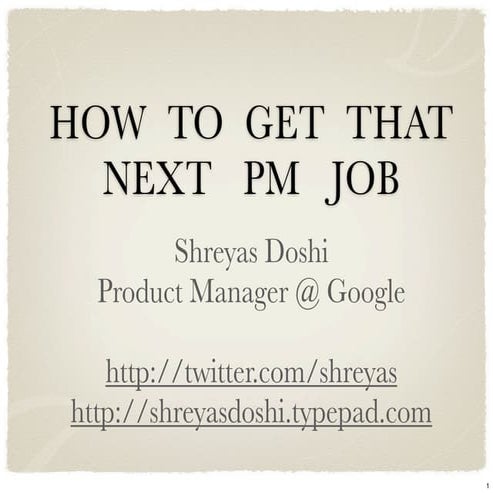 How to get that next Product Manager Job