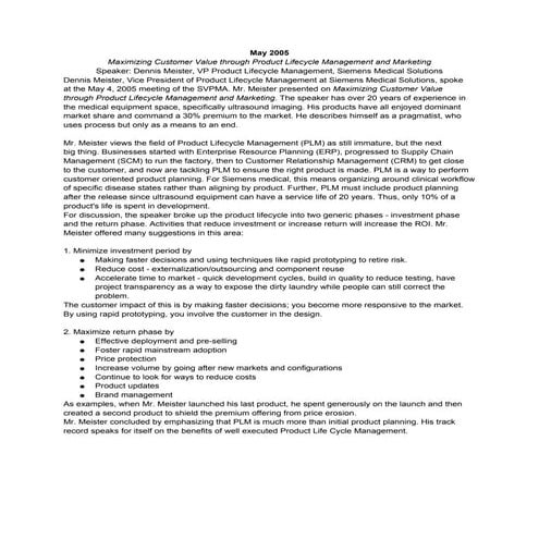 Maximizing Customer Value through Product Lifecycle Management