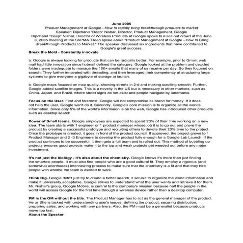 Product Management at Google