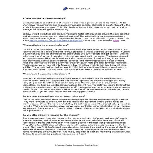 Is Your Product Channel Friendly?