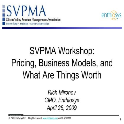 Pricing, Business Models, and What Things are Worth