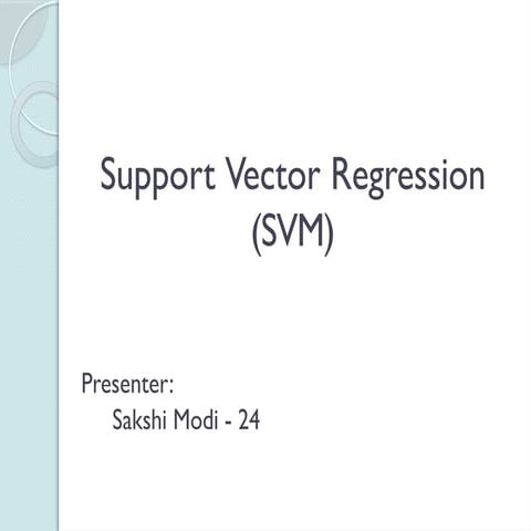SVR in Machine Learning for machine learning | PPT