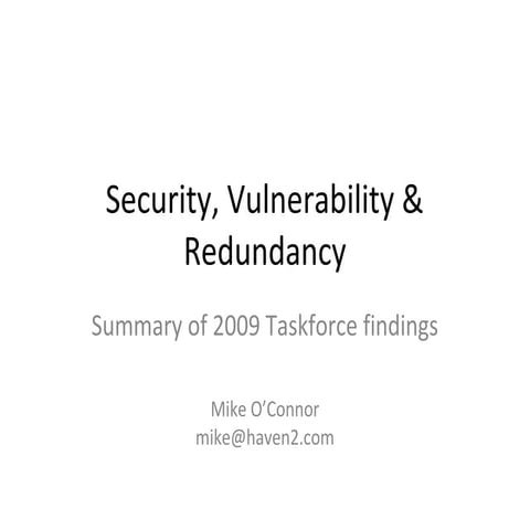 Security, Vulnerability & Redundancy in MN Broadband Infrastrcuture