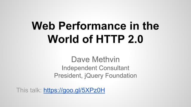 HTTP 2.0 - Web Unleashed 2015