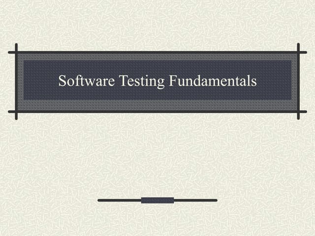 SW Testing Fundamentals