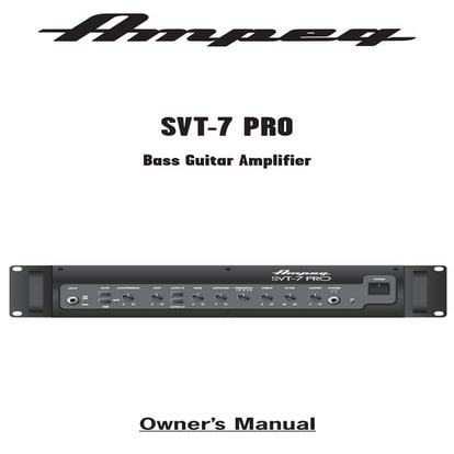 gitarpazar.com Ampeg SVT7 PRO 1000W Bas Gitar Amfi Kafası  manual kullanim kl...