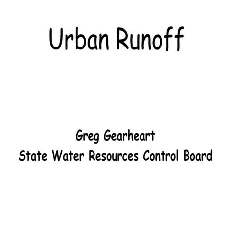 Urban Runoff - Storm Water 101
