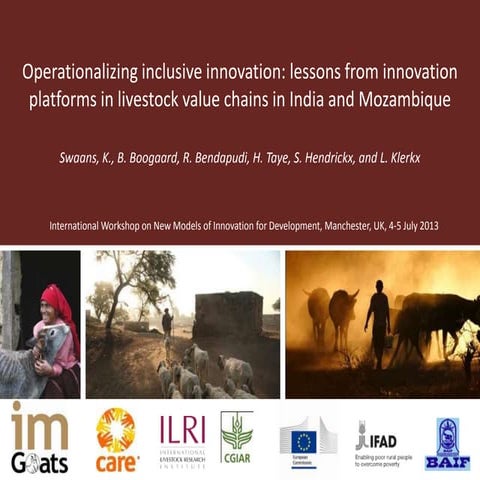 Operationalizing inclusive innovation: Lessons from innovation platforms in l...