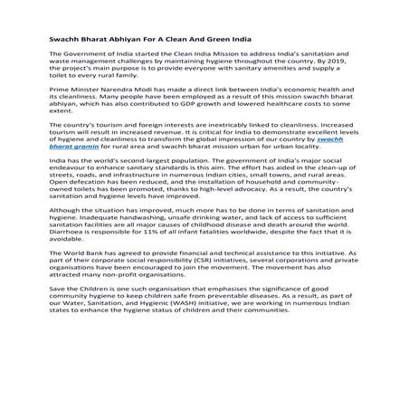 Swachh Bharat Abhiyan For A Clean And Green India