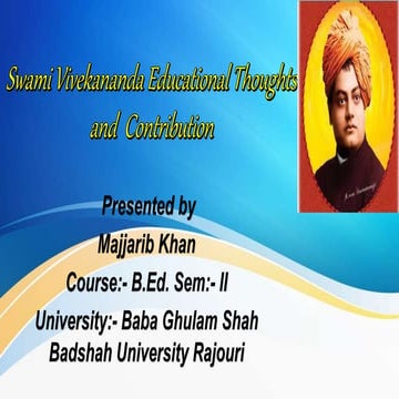educational philosophy of Swami Vivekananda | PDF