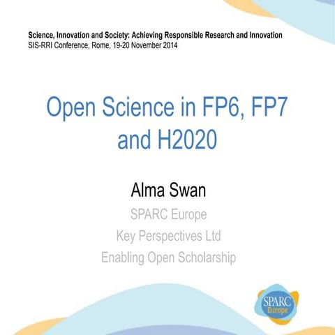 Open Science in FP6, FP7 and H2020, November 2014