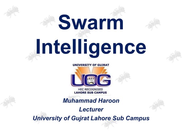 Swarm intelligence and particle swarm optimization