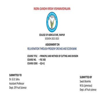 REJUVENATION THROUGH PROGENY ORCHAD AND SCION BANK