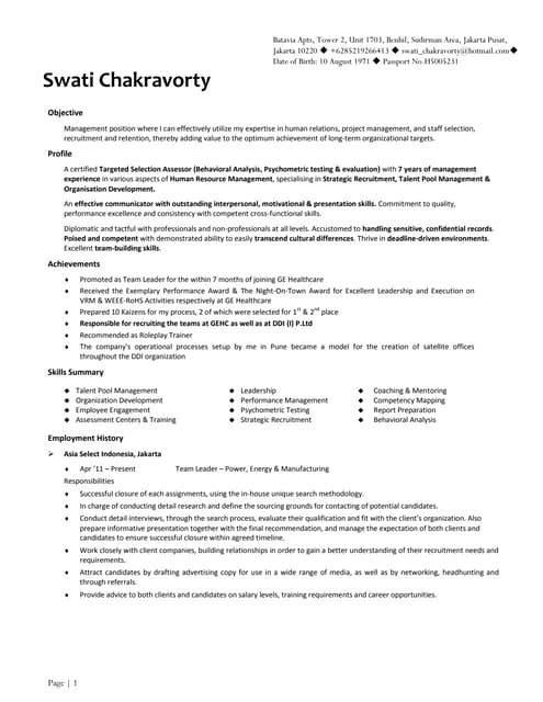 Swati Chakravorty HR Specialist