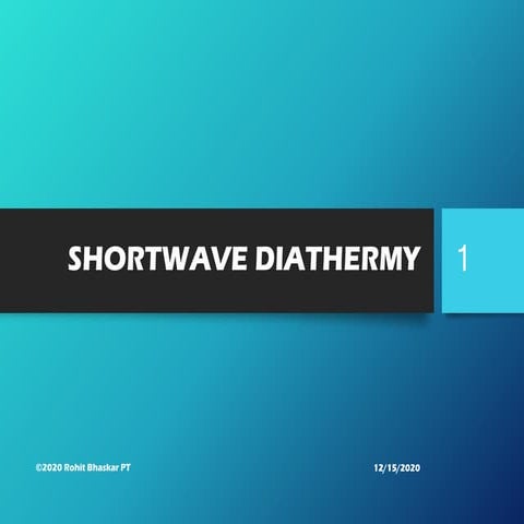 Short Wave Diathermy - Physiotherapy - Dr Rohit Bhaskar