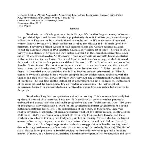 Global HRM: Sweden Research