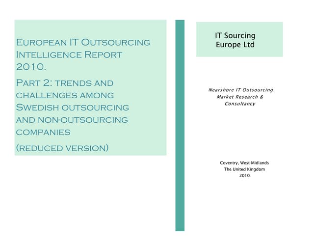 Swedish IT Outsourcing Intelligence Report 2010