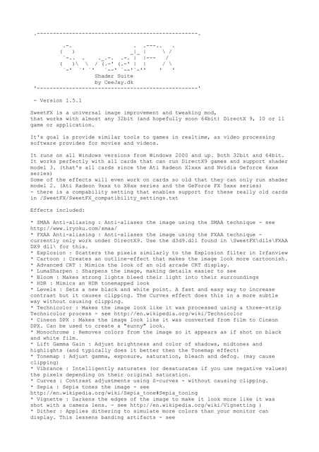 Sweet fx readme