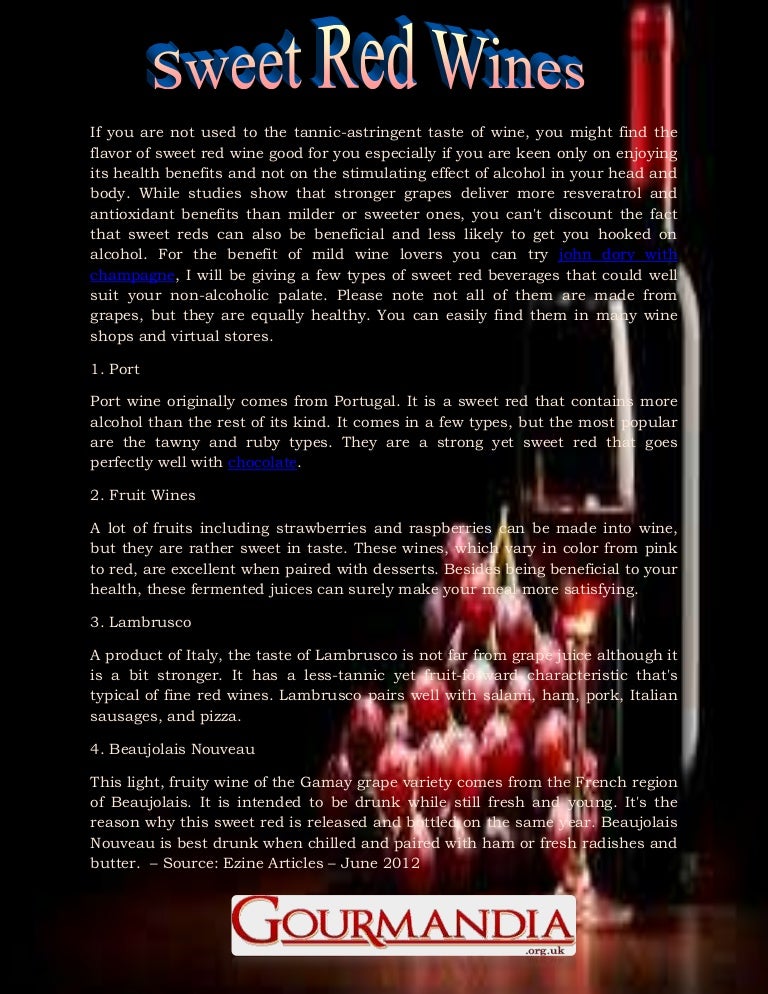 Sweet Red Wines