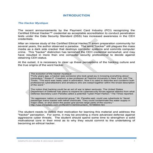 Preliminary chapter of Certified Ethical Hacker course