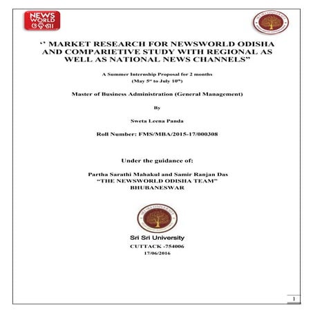 Comparative study of News world Odisha with other news channels like regional...