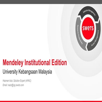 Mendeley Institutional Edition - Universiti Kebangasaan Malaysia
