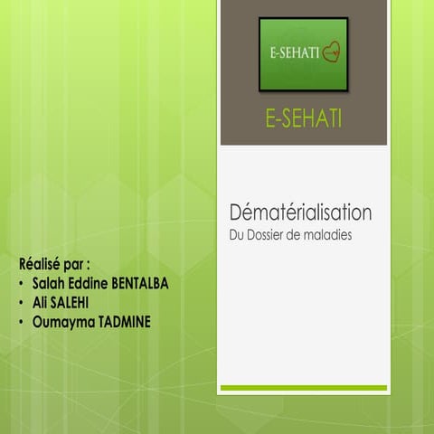 Présentation E-SEHATI , STartup Week end FES 