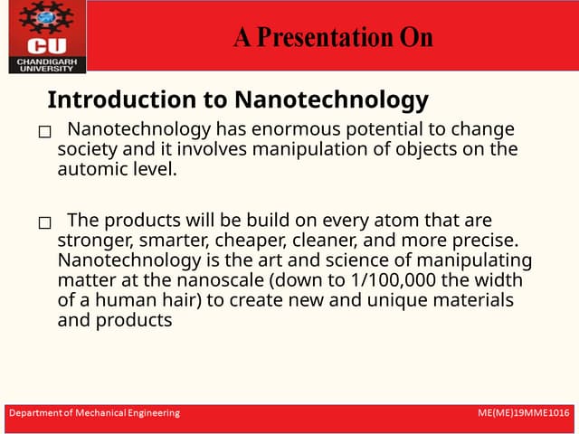 NanoTechnology_PPT.pptx Dr tonk Chandigarh University gharuan kharar landran