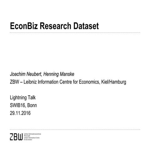 EconBiz Research Dataset (SWIB16 Lightning Talk)