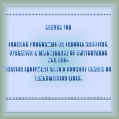 Troubleshooting of Electrical Switchyard & Substation Equipments