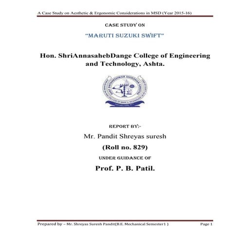 Seminar Report on Aesthetics and ergonomics in design - Product design