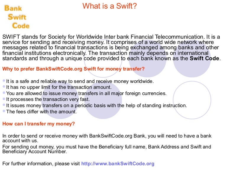 Swift money transfer