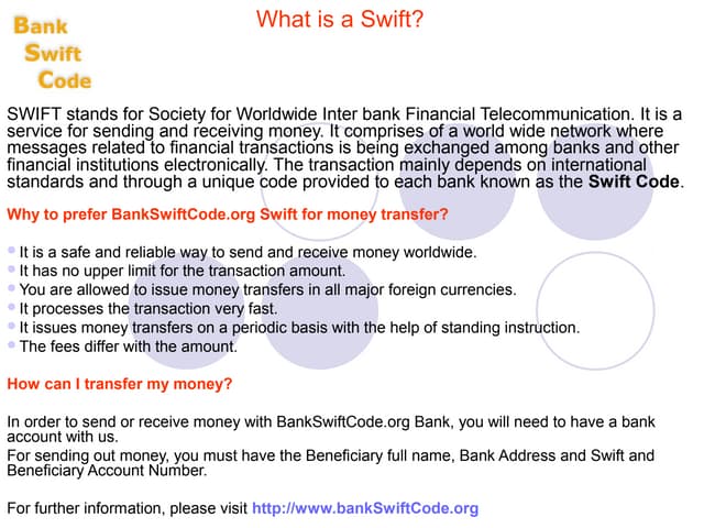Swift money transfer