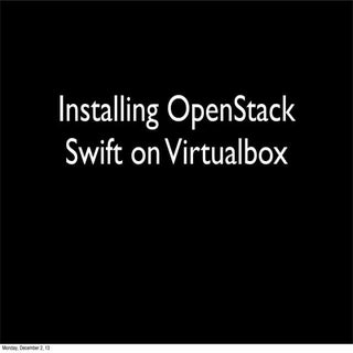 OpenStack Swift on virtualbox