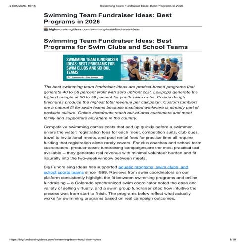 Swimming Team Fundraiser Ideas- Best Programs for Swim Clubs and School ...